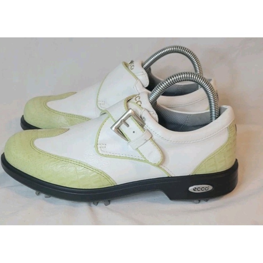 Ecco Golf Shoes Monk Strap Wing Tip Mint Green And White EU‎ 37
